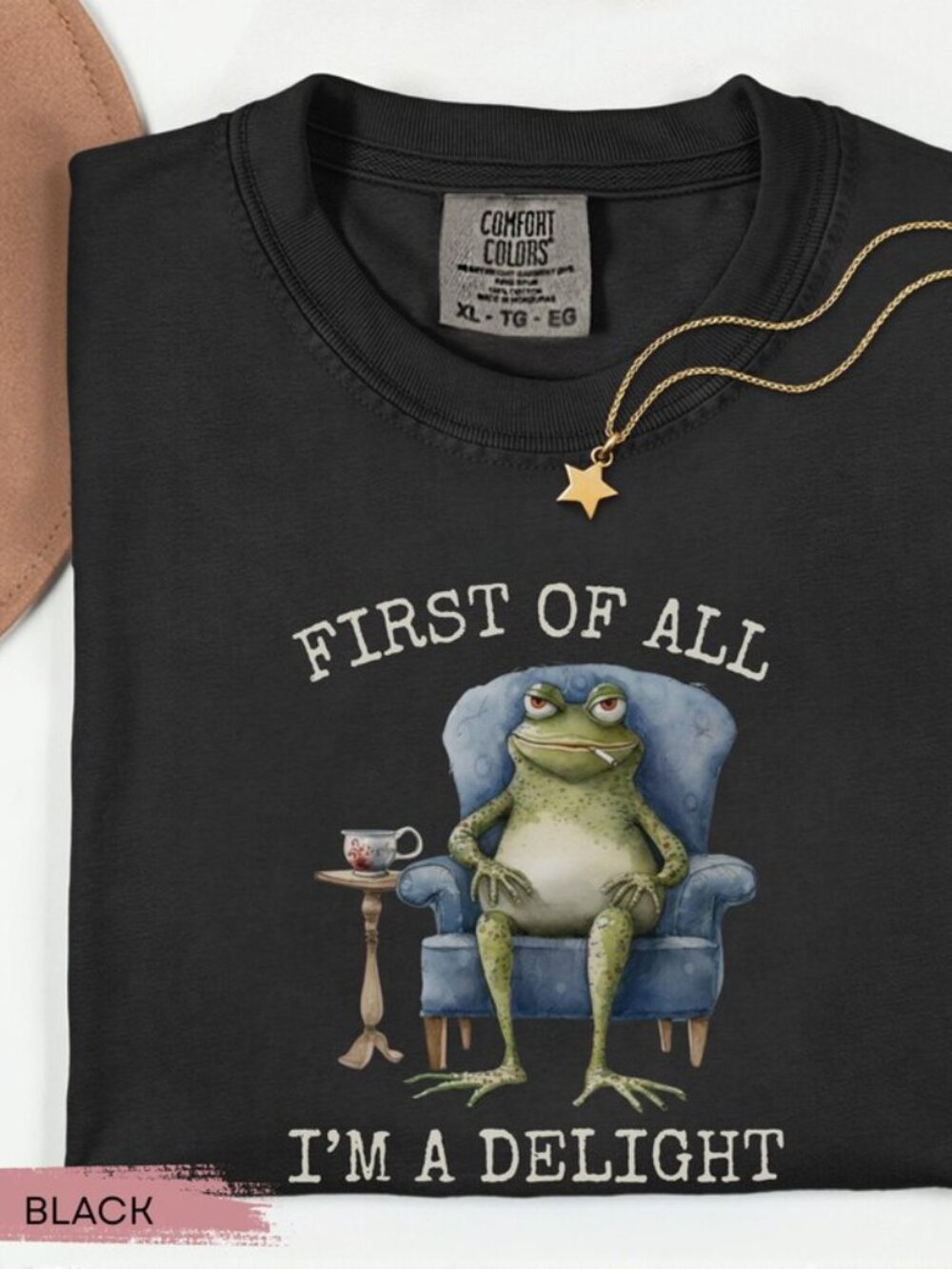 Funny Frog Quote Tee | “First of All I’m a Delight” Shirt | Sarcastic Frog Lover - Picture 3 of 3